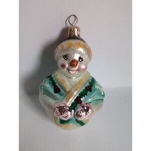Vintage Christmas Ornament Christopher Radko Jolly Wrap Jr Snowman 4"
